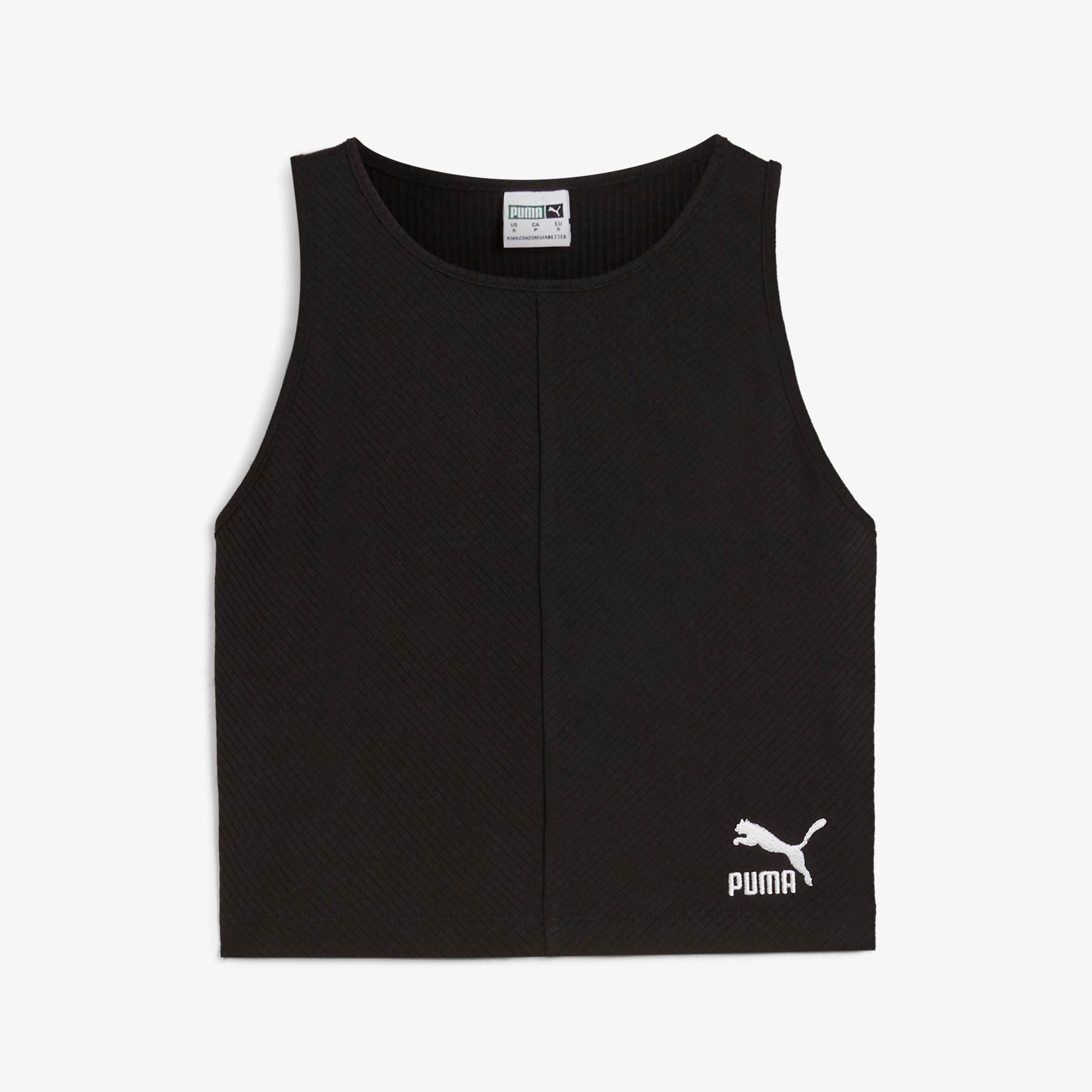 Puma Classıcs Ribbed Crop Top Kadın Siyah T-Shirt