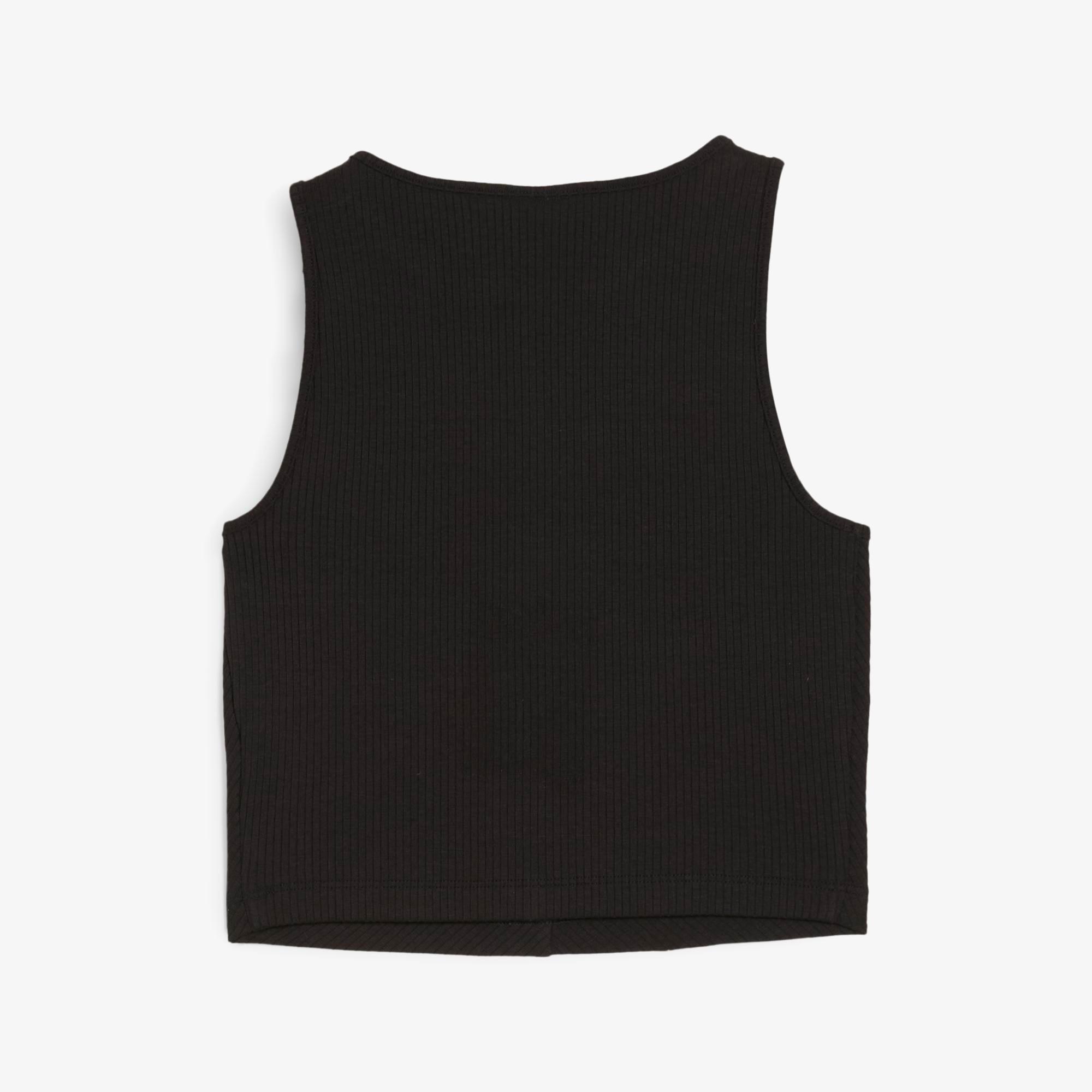 Puma Classıcs Ribbed Crop Top Kadın Siyah T-Shirt