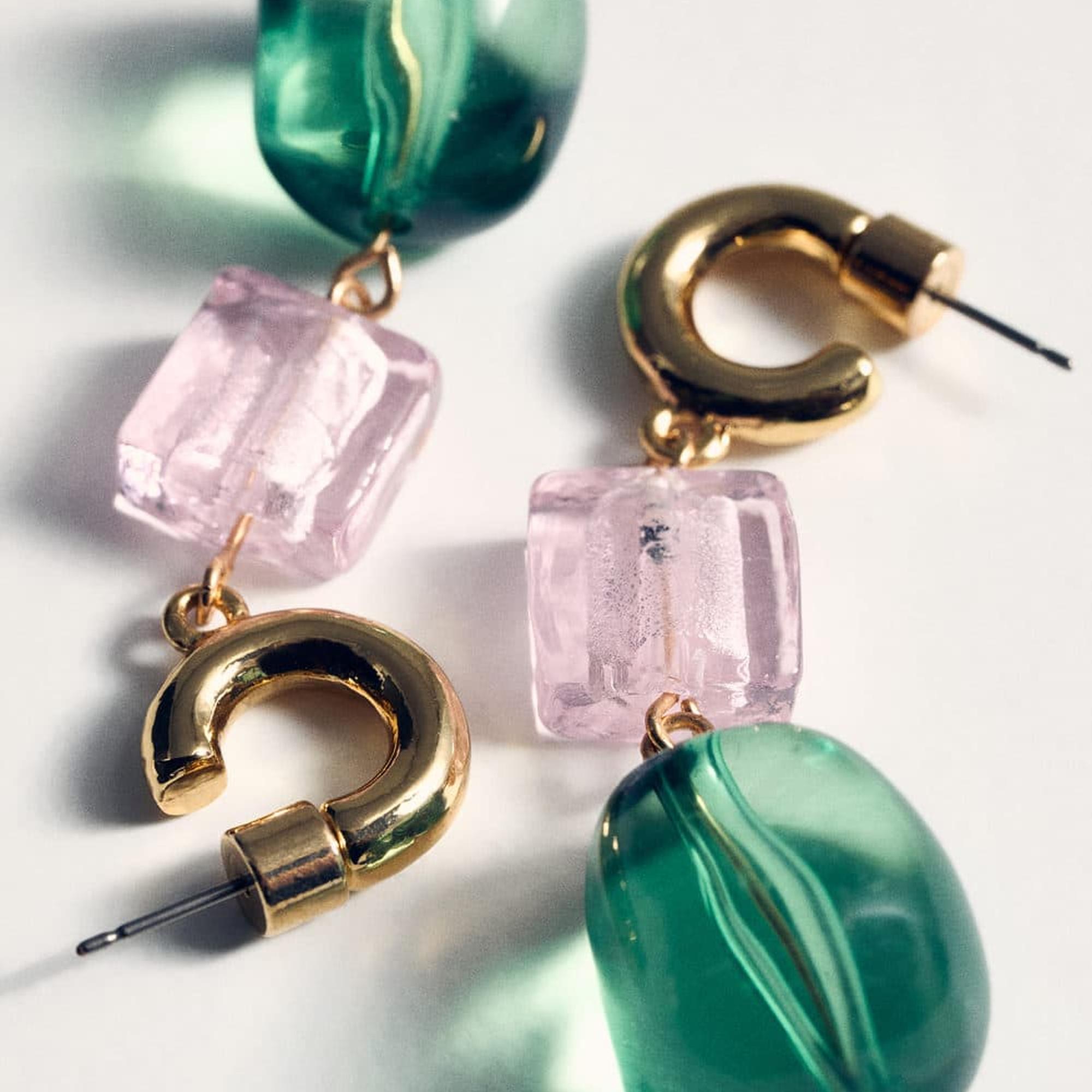 Mango Kadın Kombine Kristal Küpe Altın Sarısı