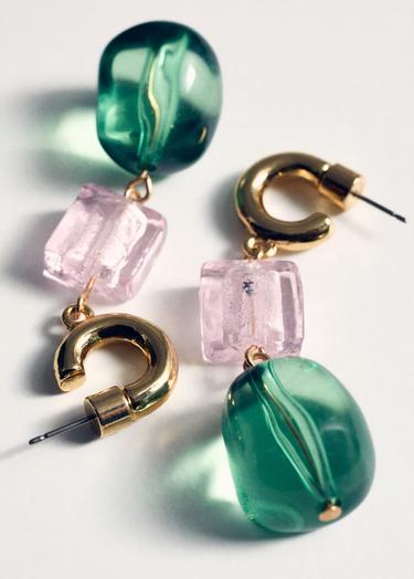  Mango Kadın Kombine Kristal Küpe Altın Sarısı