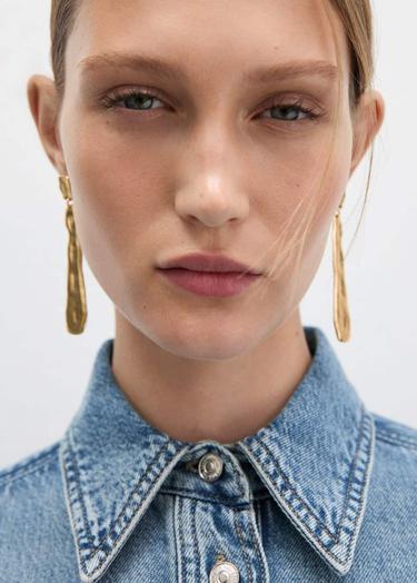  Mango Kadın Düzensiz Uzun Küpe Altın Sarısı