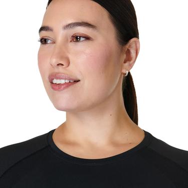  Sweaty Betty Athlete Seamless Workout Long Sleeve Top Kadın Siyah Fitness Tişört