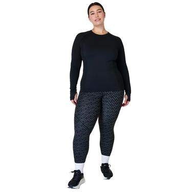  Sweaty Betty Athlete Seamless Workout Long Sleeve Top Kadın Siyah Fitness Tişört