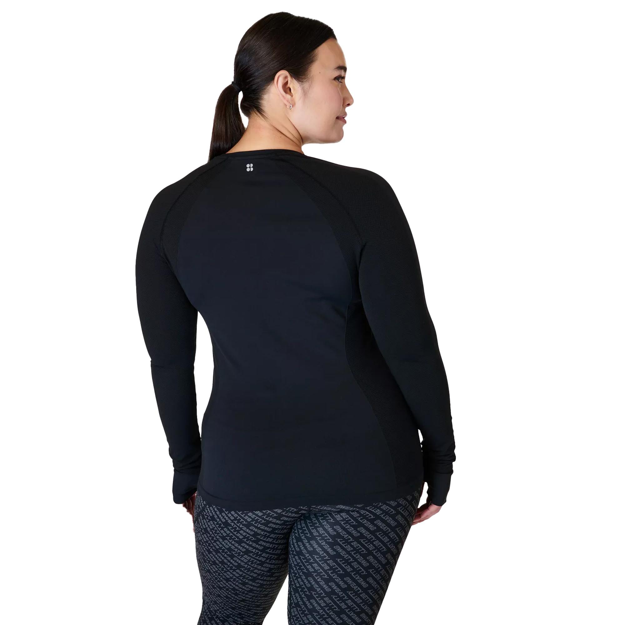 Sweaty Betty Athlete Seamless Workout Long Sleeve Top Kadın Siyah Fitness Tişört