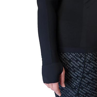  Sweaty Betty Athlete Seamless Workout Long Sleeve Top Kadın Siyah Fitness Tişört