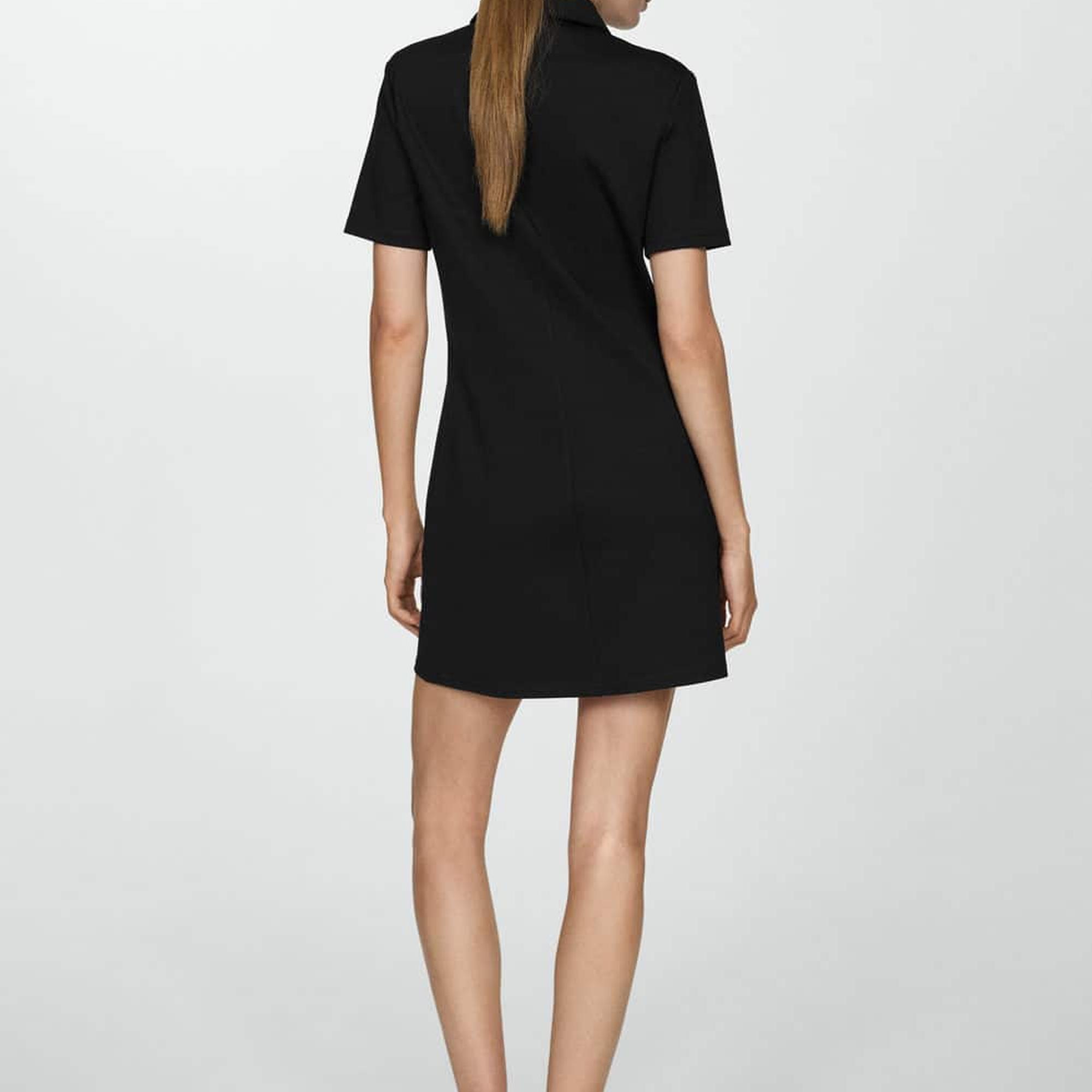 Mango Kadın Cepli Polo Yaka Elbise Siyah