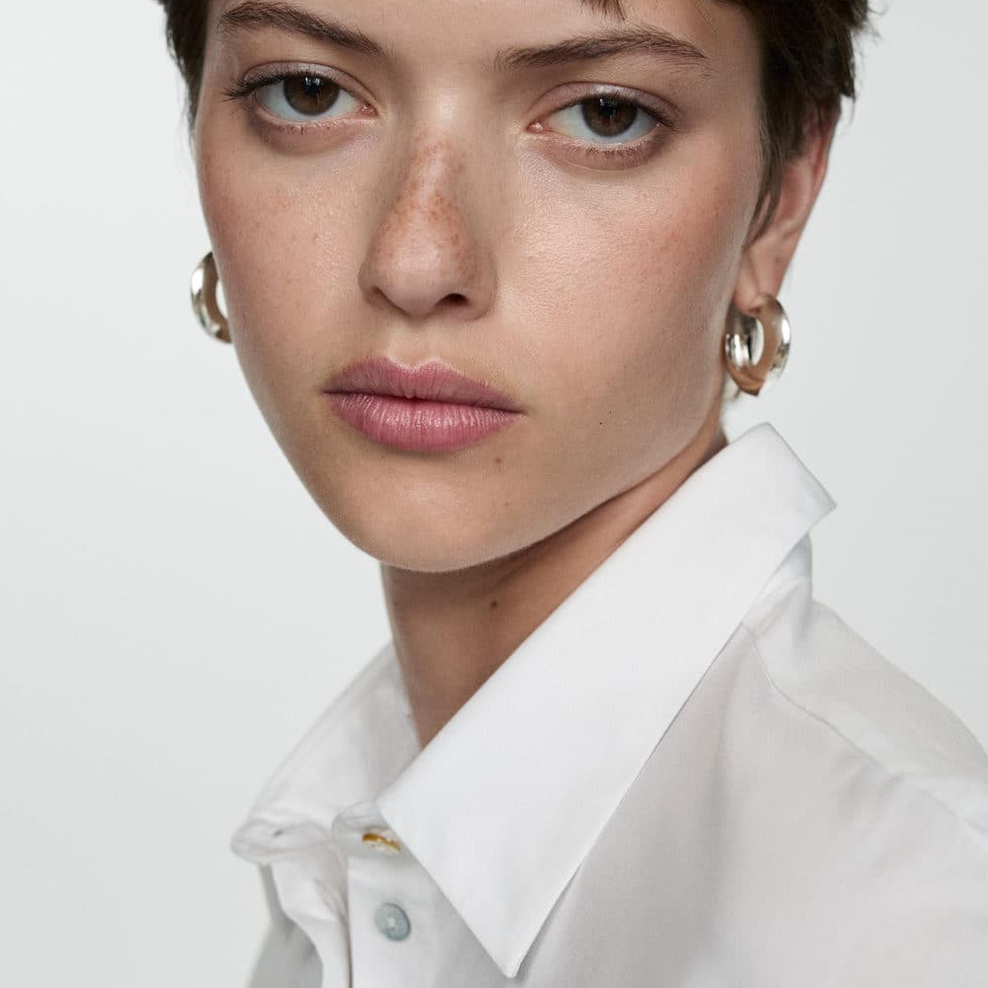 Mango Kadın Cepli Crop Gömlek Kırık Beyaz