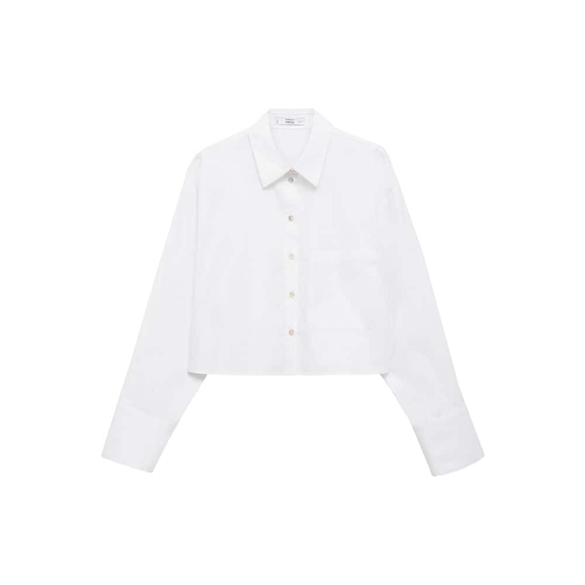 Mango Kadın Cepli Crop Gömlek Kırık Beyaz