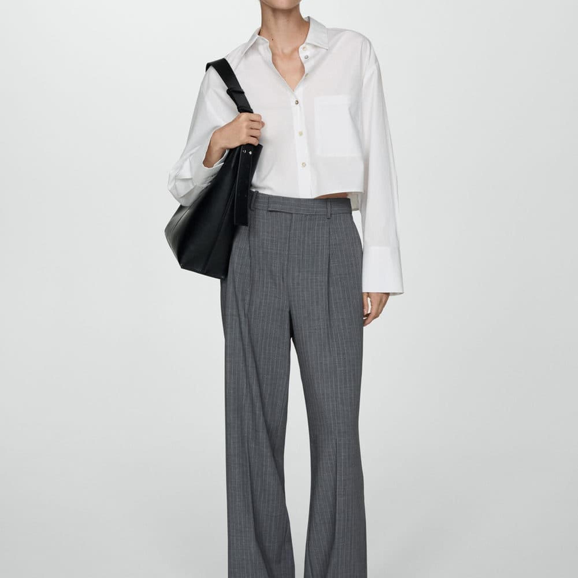 Mango Kadın Cepli Crop Gömlek Kırık Beyaz