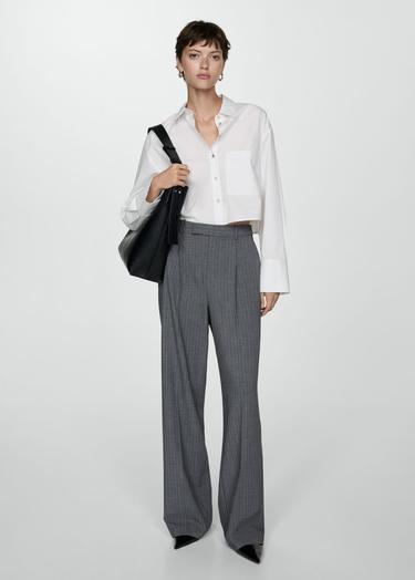  Mango Kadın Cepli Crop Gömlek Kırık Beyaz