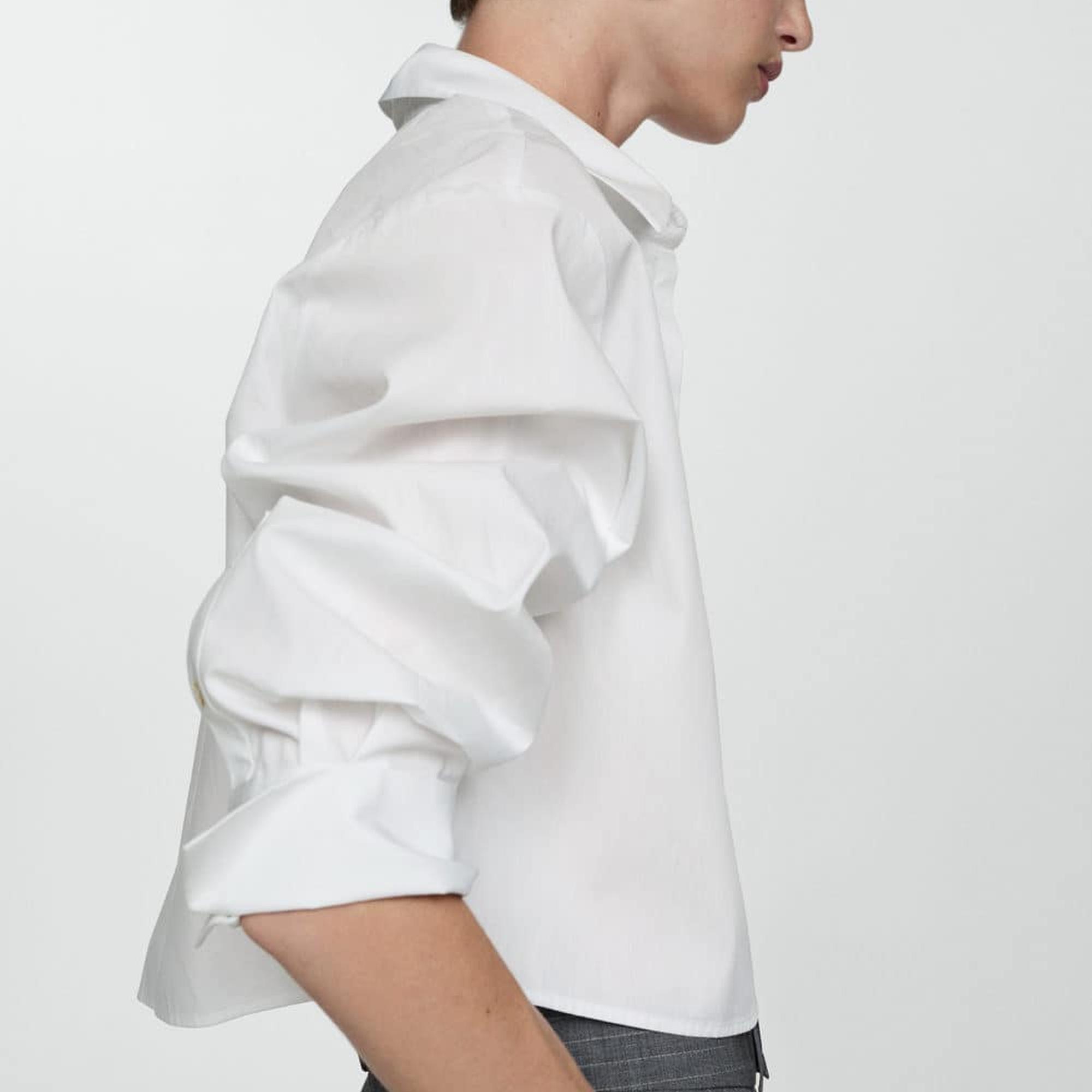 Mango Kadın Cepli Crop Gömlek Kırık Beyaz