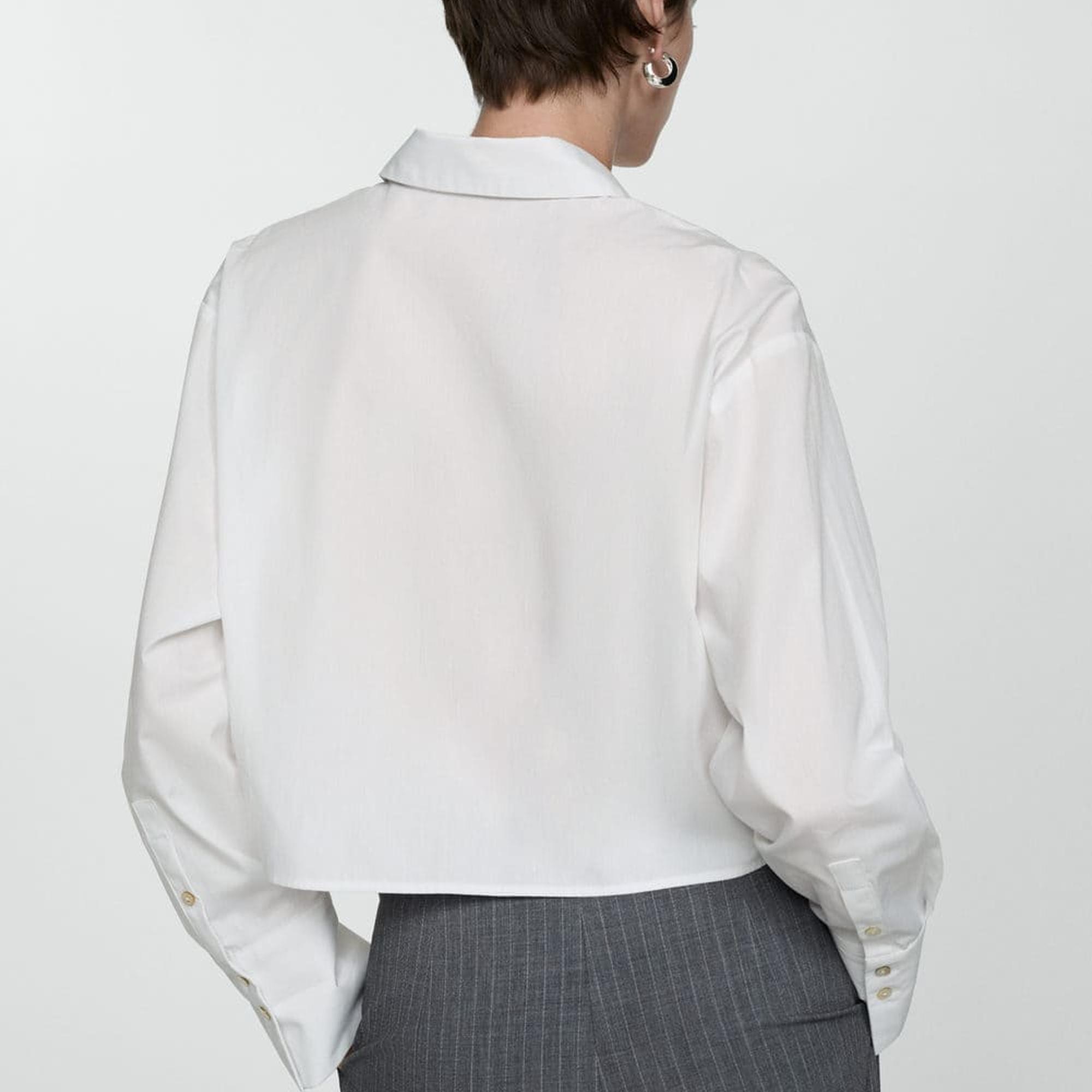 Mango Kadın Cepli Crop Gömlek Kırık Beyaz