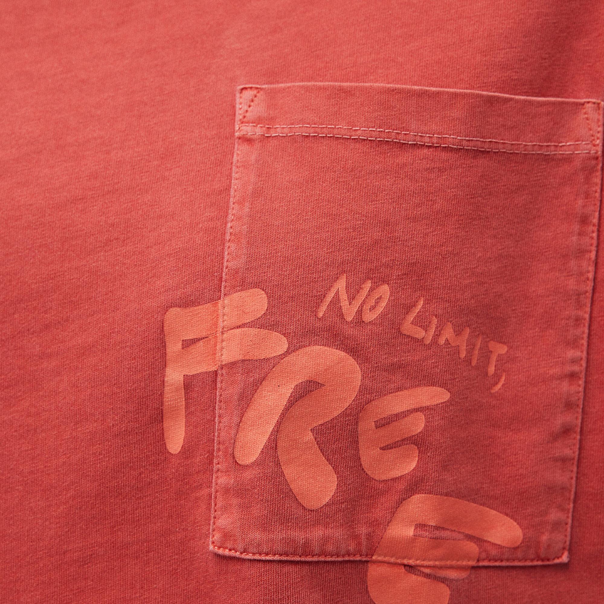 Mavi Baskılı Kırmızı Tişört Oversize / Geniş Kesim 0612241-70446