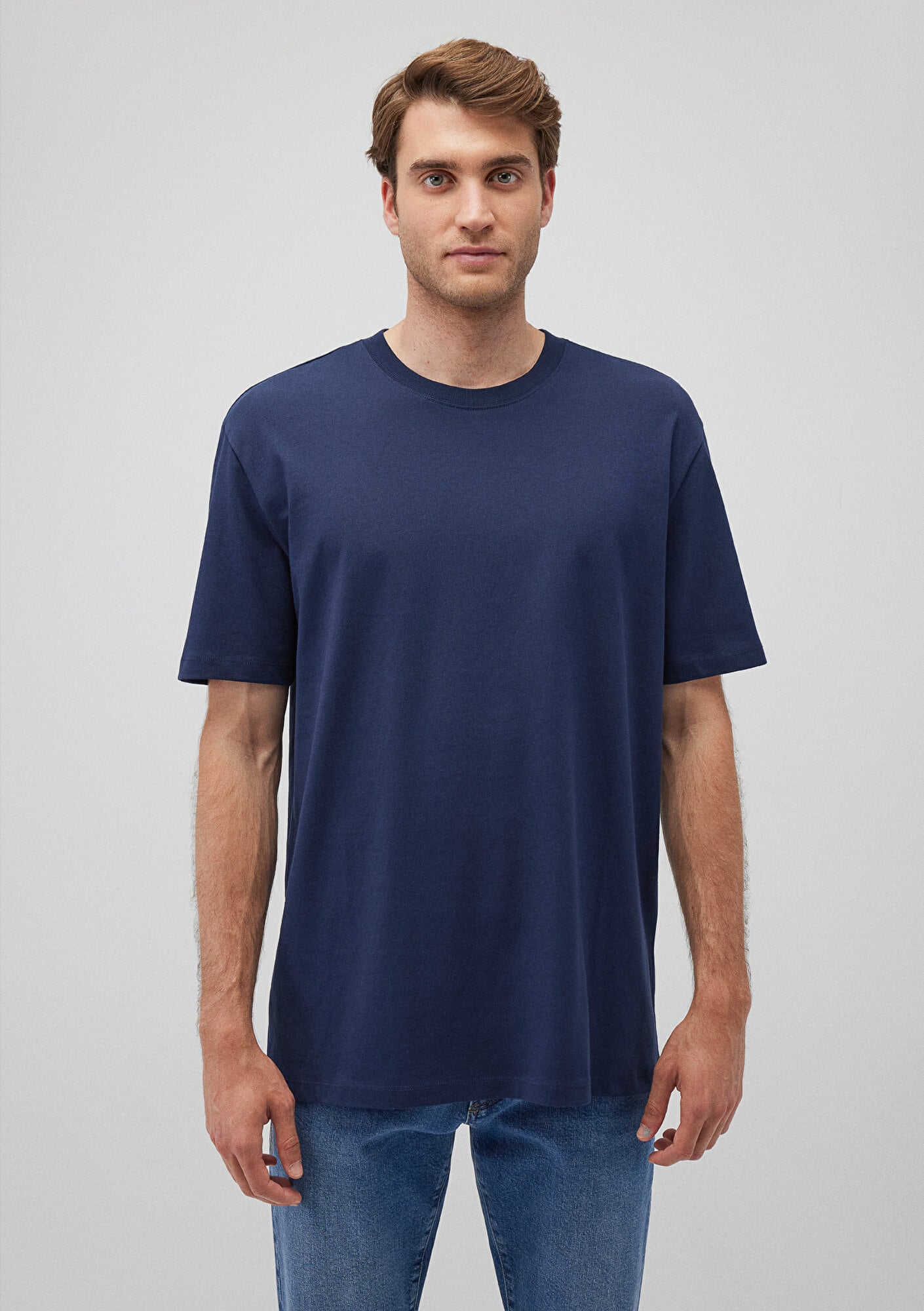  Mavi Lacivert Basic Tişört Loose Fit / Bol Rahat Kesim 066249-70497