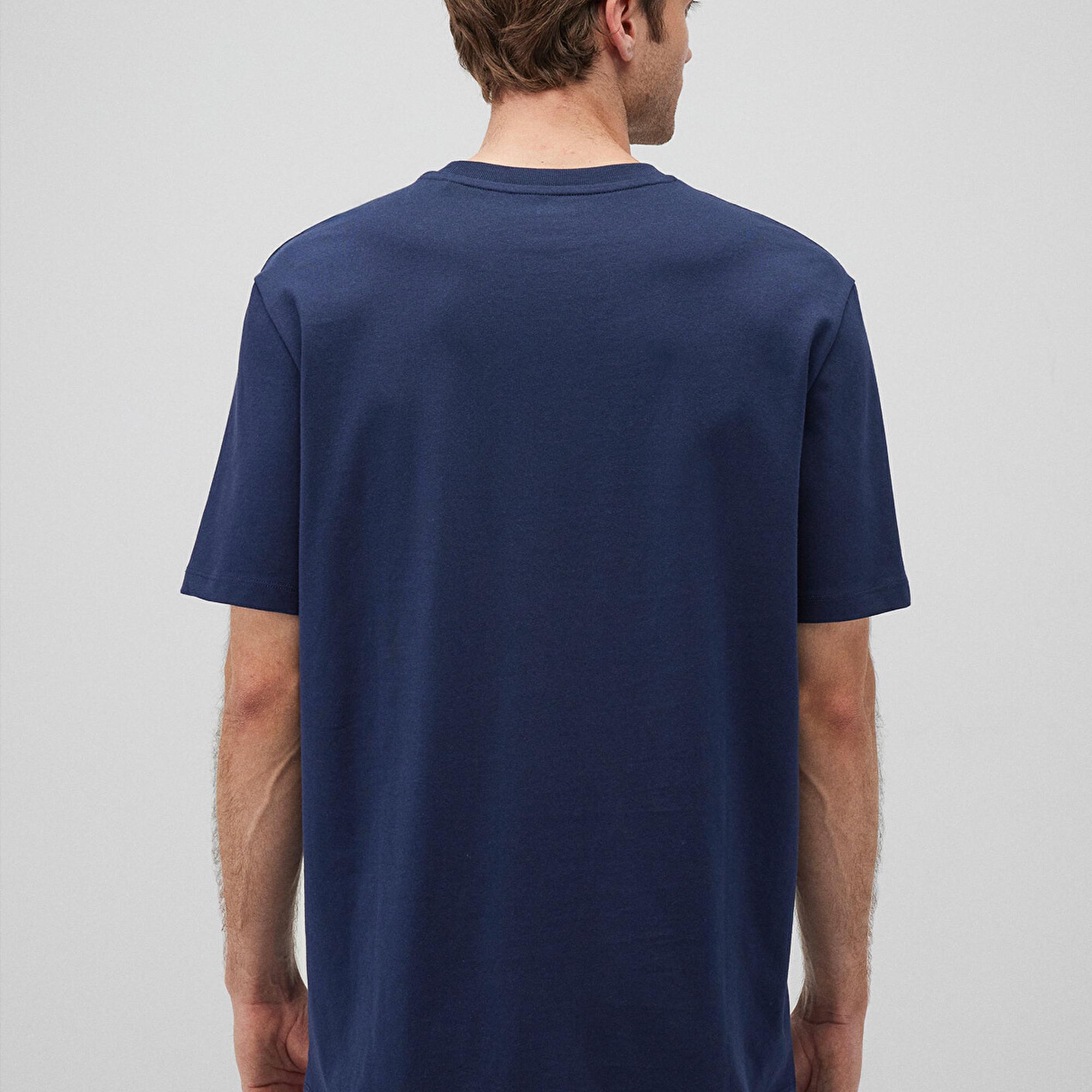 Mavi Lacivert Basic Tişört Loose Fit / Bol Rahat Kesim 066249-70497