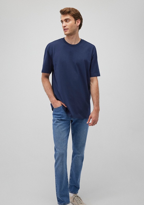  Mavi Lacivert Basic Tişört Loose Fit / Bol Rahat Kesim 066249-70497