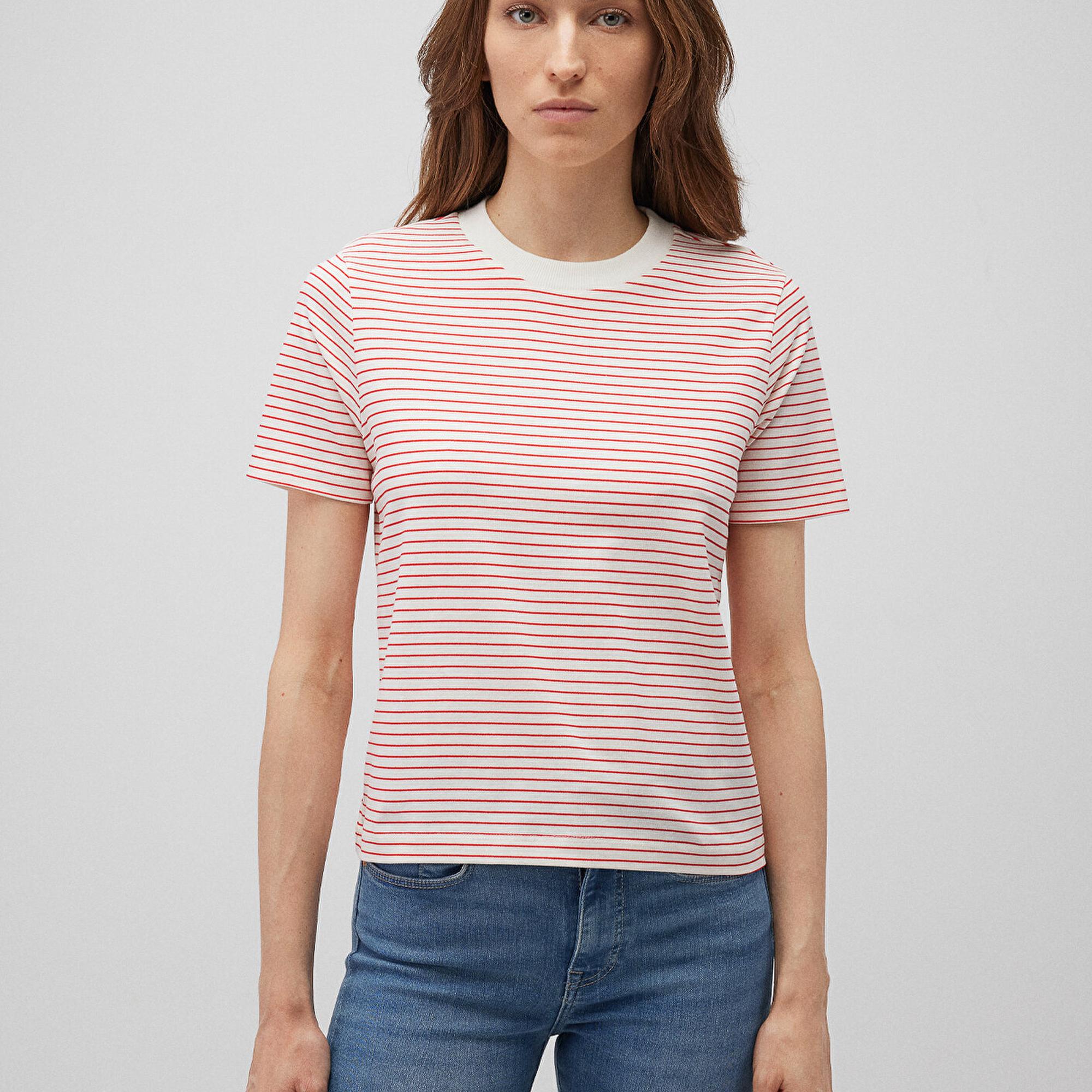 Mavi Kırmızı Çizgili Tişört Regular Fit / Normal Kesim 1612676-87966