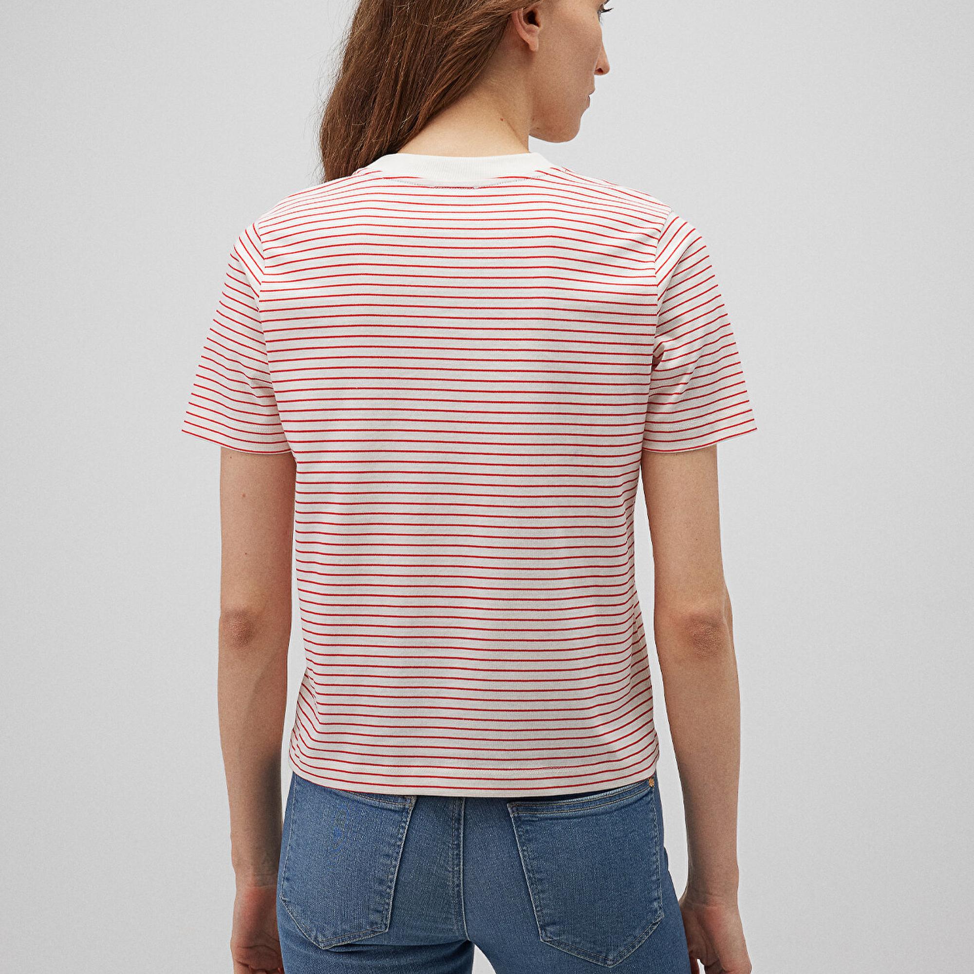 Mavi Kırmızı Çizgili Tişört Regular Fit / Normal Kesim 1612676-87966