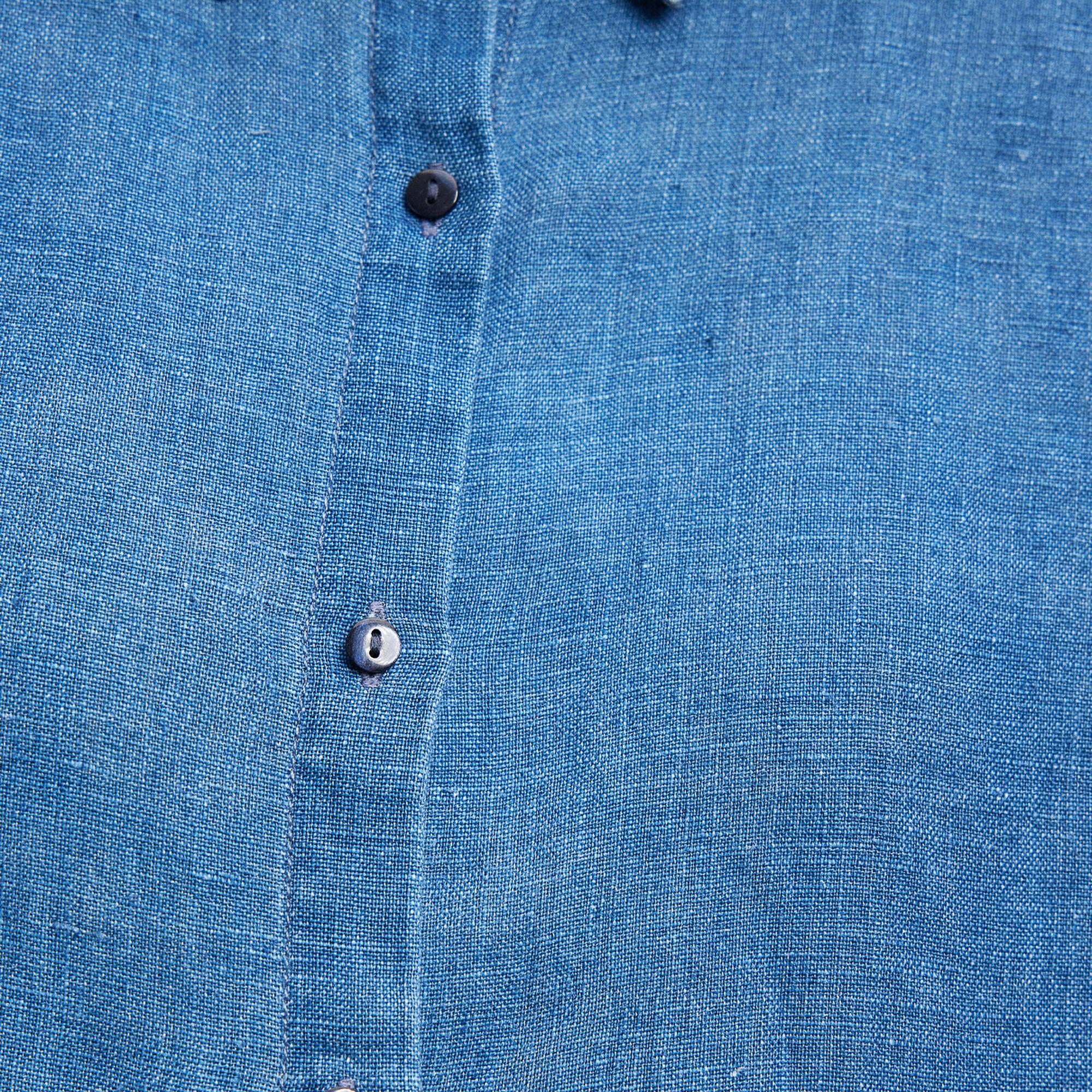 Mavi Mavi Keten Gömlek Loose Fit / Bol Rahat Kesim 1210726-70760