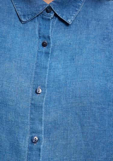  Mavi Mavi Keten Gömlek Loose Fit / Bol Rahat Kesim 1210726-70760