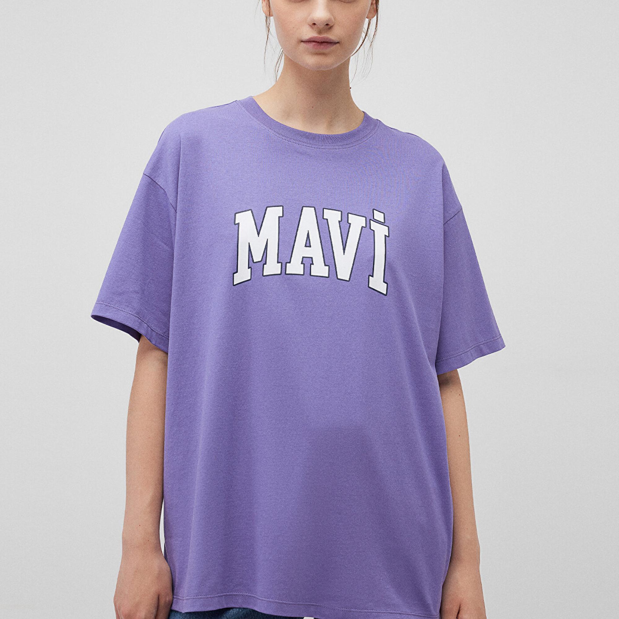 Mavi Mavi Logo Baskılı Mor Tişört Oversize / Geniş Kesim 1600843-70611