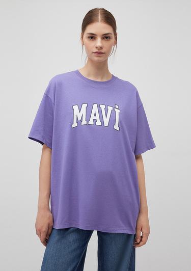  Mavi Mavi Logo Baskılı Mor Tişört Oversize / Geniş Kesim 1600843-70611
