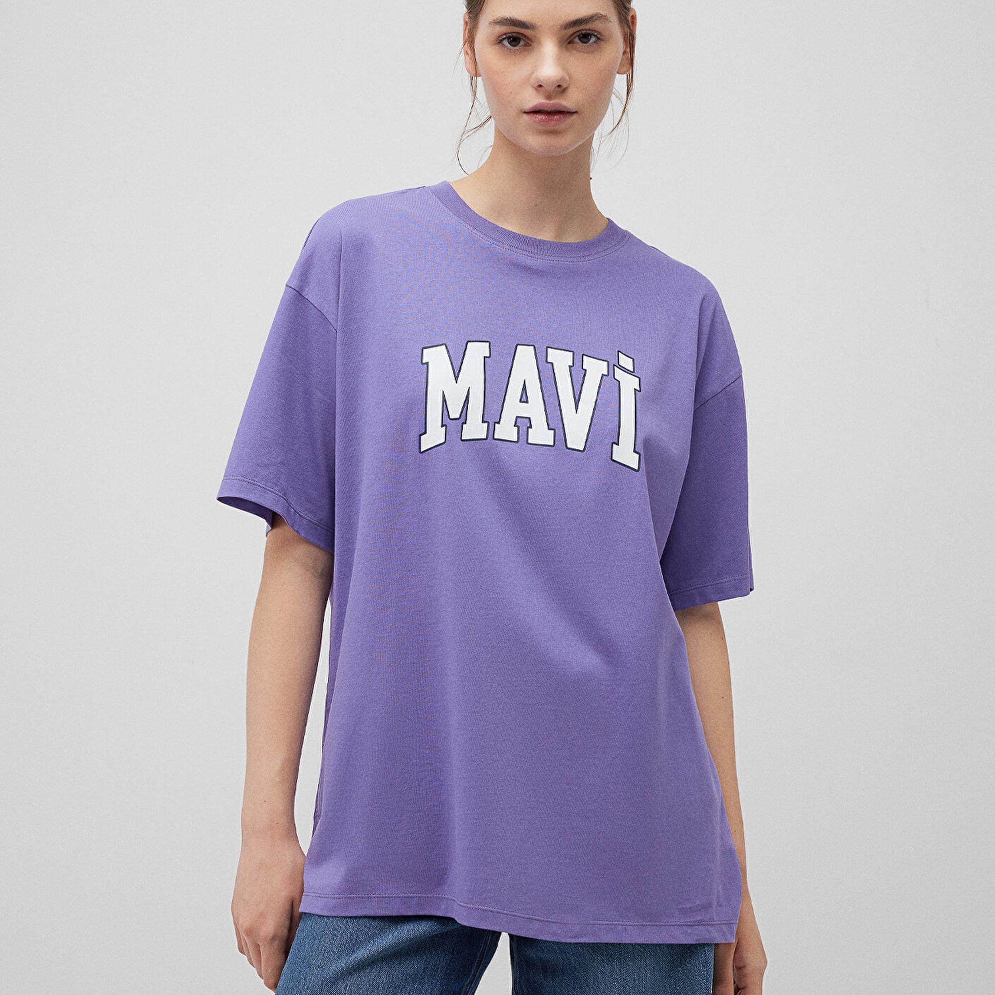 Mavi Mavi Logo Baskılı Mor Tişört Oversize / Geniş Kesim 1600843-70611