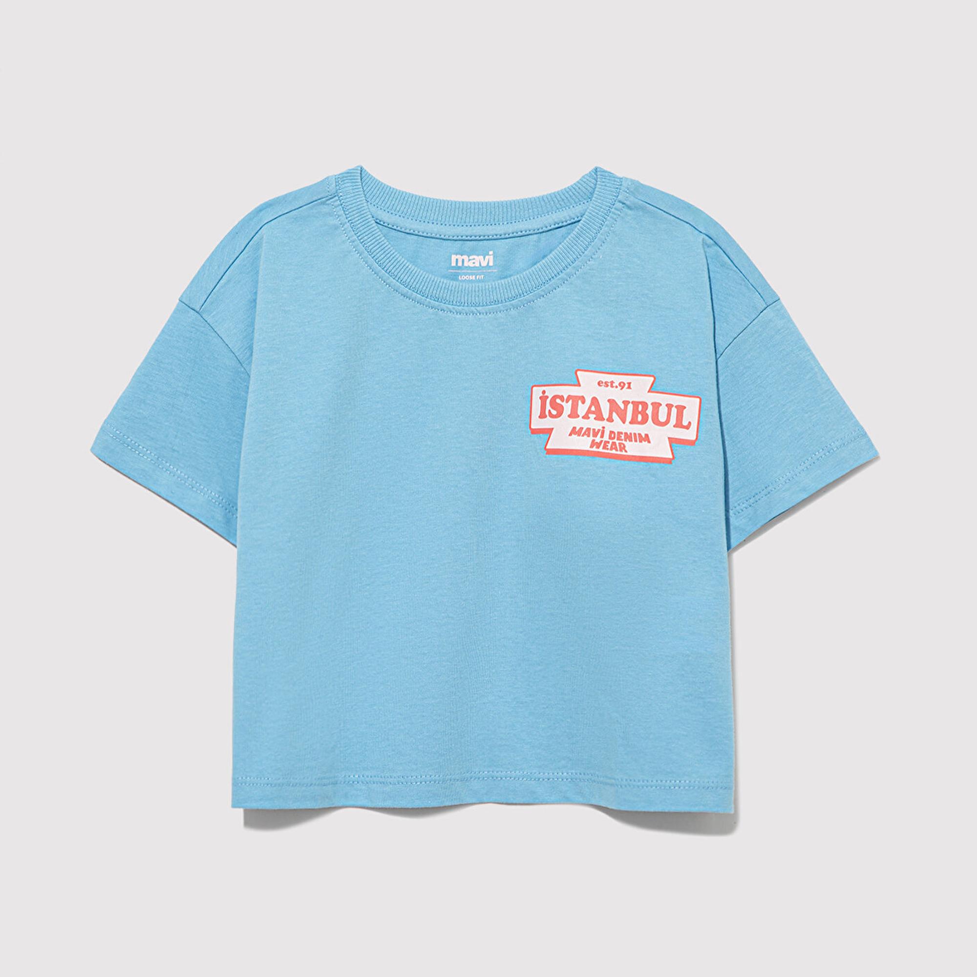 Çocuk Mavi Baskılı Mavi Tişört  7610233-88134