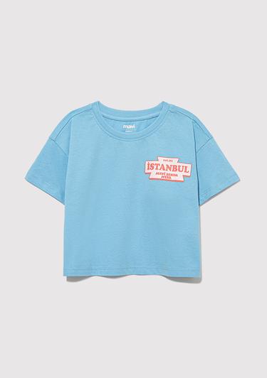  Çocuk Mavi Baskılı Mavi Tişört  7610233-88134