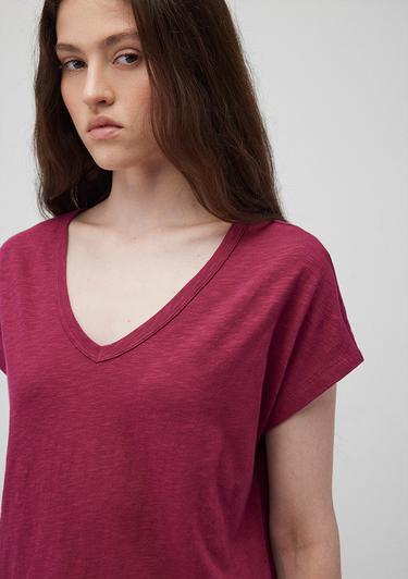  Mavi V Yaka Pembe Basic Tişört Regular Fit / Normal Kesim 1612380-70919