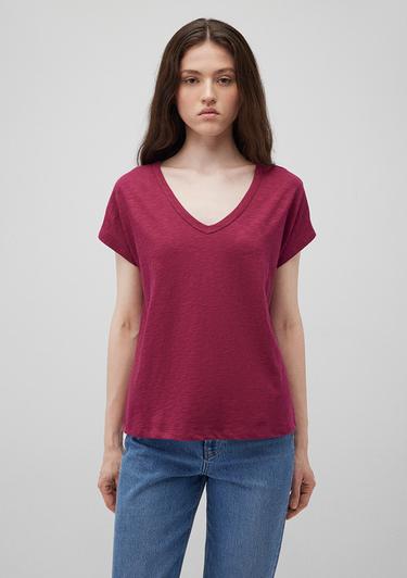  Mavi V Yaka Pembe Basic Tişört Regular Fit / Normal Kesim 1612380-70919