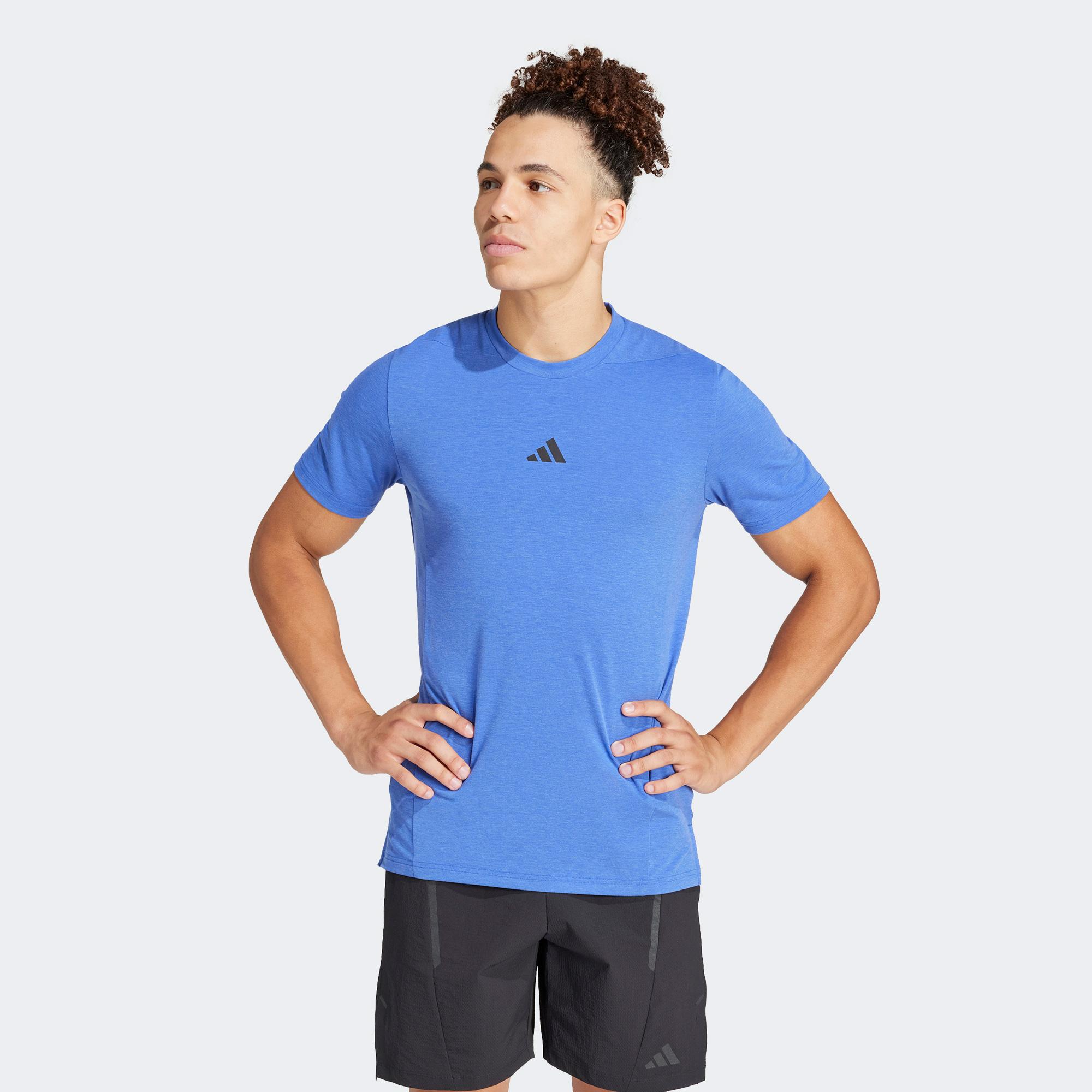 adidas Designed for Training Erkek Mavi T-Shirt