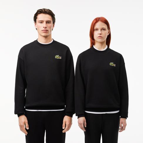  Lacoste Unisex Loose Fit Bisiklet Yaka Siyah Sweatshirt
