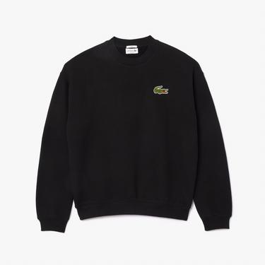  Lacoste Unisex Loose Fit Bisiklet Yaka Siyah Sweatshirt