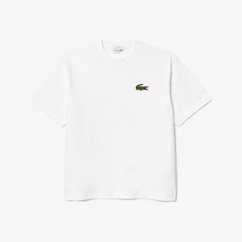 Lacoste Loose Fit Bisiklet Yaka Organik Pamuk Erkek Beyaz T-Shirt