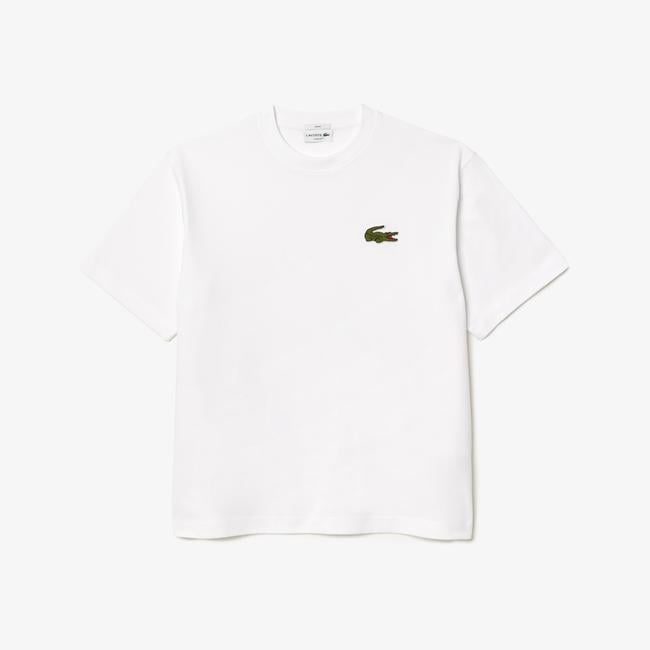  Lacoste Loose Fit Bisiklet Yaka Organik Pamuk Erkek Beyaz T-Shirt