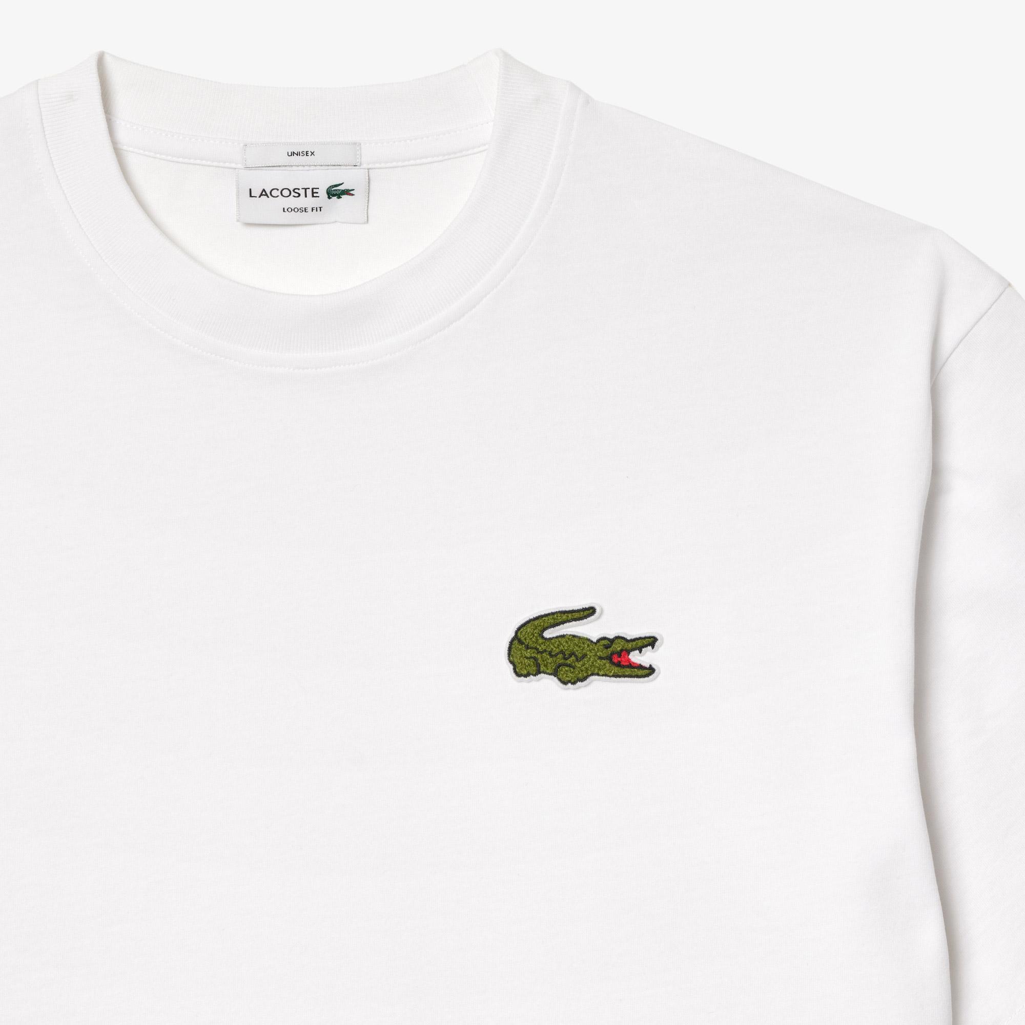Lacoste Loose Fit Bisiklet Yaka Organik Pamuk Erkek Beyaz T-Shirt