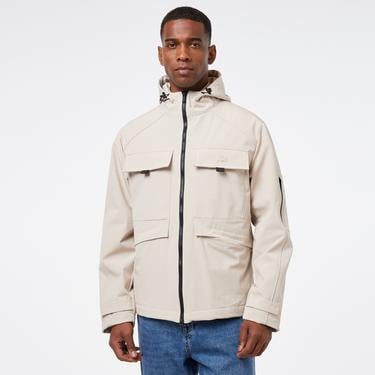  Erkek Relaxed Fit Kapüşonlu Baskılı Krem Yağmurluk