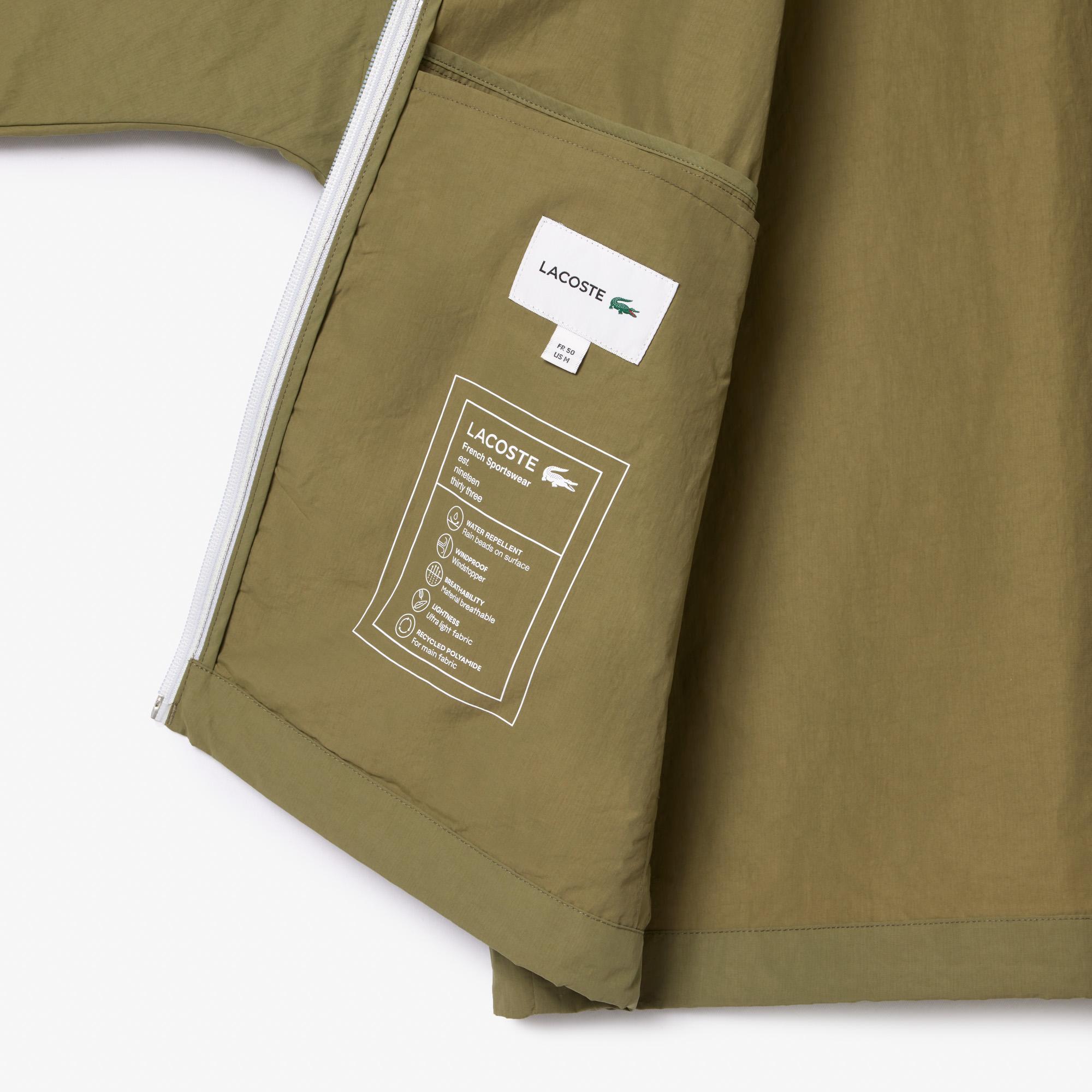 Erkek Relaxed Fit Dik Yaka Haki Yağmurluk