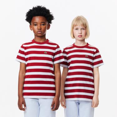  Çocuk Bisiklet Yaka Çizgili Kırmızı T-Shirt