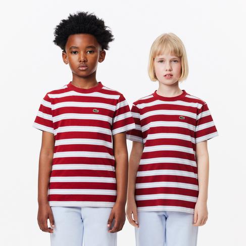  Çocuk Bisiklet Yaka Çizgili Kırmızı T-Shirt