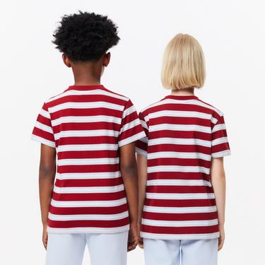  Çocuk Bisiklet Yaka Çizgili Kırmızı T-Shirt