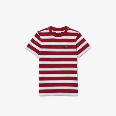  Çocuk Bisiklet Yaka Çizgili Kırmızı T-Shirt