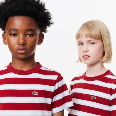  Çocuk Bisiklet Yaka Çizgili Kırmızı T-Shirt