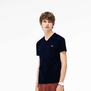  Erkek Regular Fit V Yaka Lacivert T-Shirt