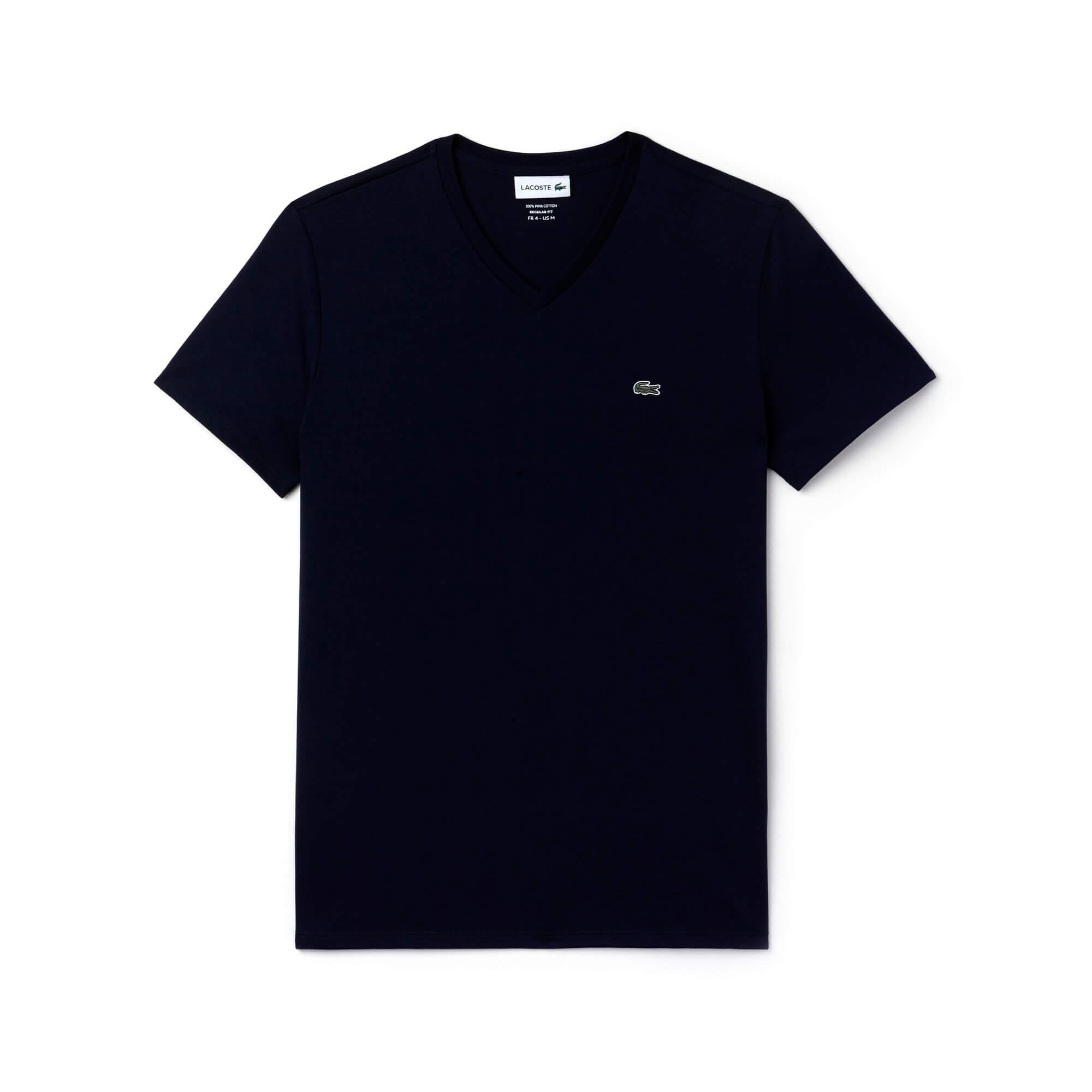 Erkek Regular Fit V Yaka Lacivert T-Shirt
