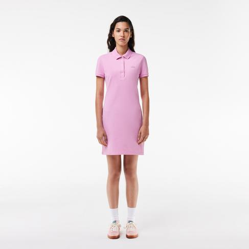  Kadın Straight Fit Polo Yaka Pembe Elbise