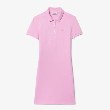  Kadın Straight Fit Polo Yaka Pembe Elbise