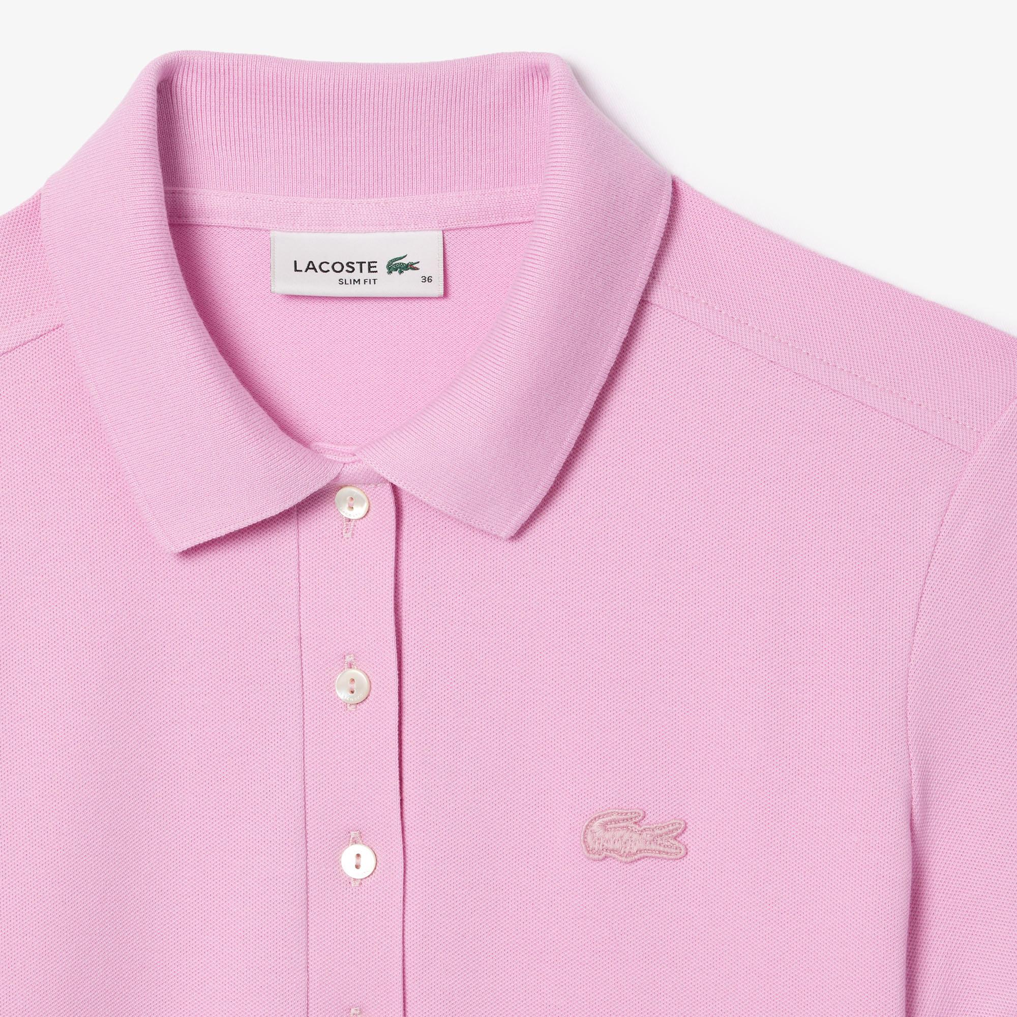 Kadın Straight Fit Polo Yaka Pembe Elbise