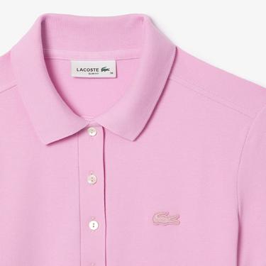  Kadın Straight Fit Polo Yaka Pembe Elbise